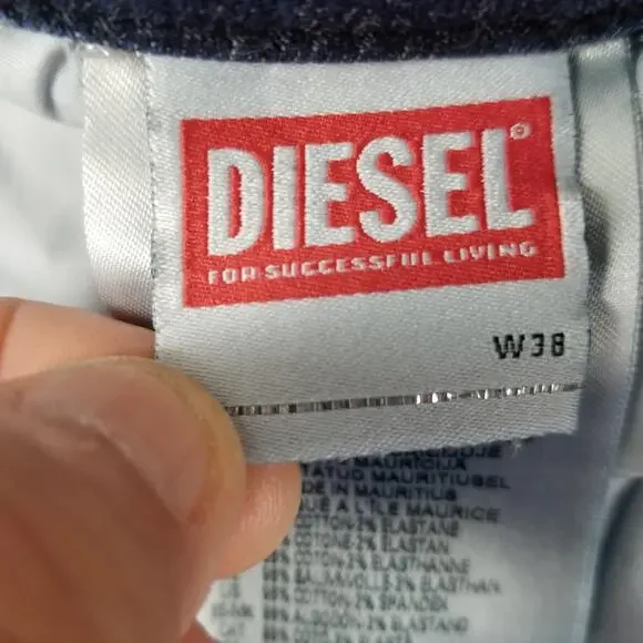Diesel Jeans Mens 38 Blue Denim Straight Leg Button Fly Stretch Casual Pants